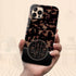Dark Tortoiseshell Round Monogram iPhone Case